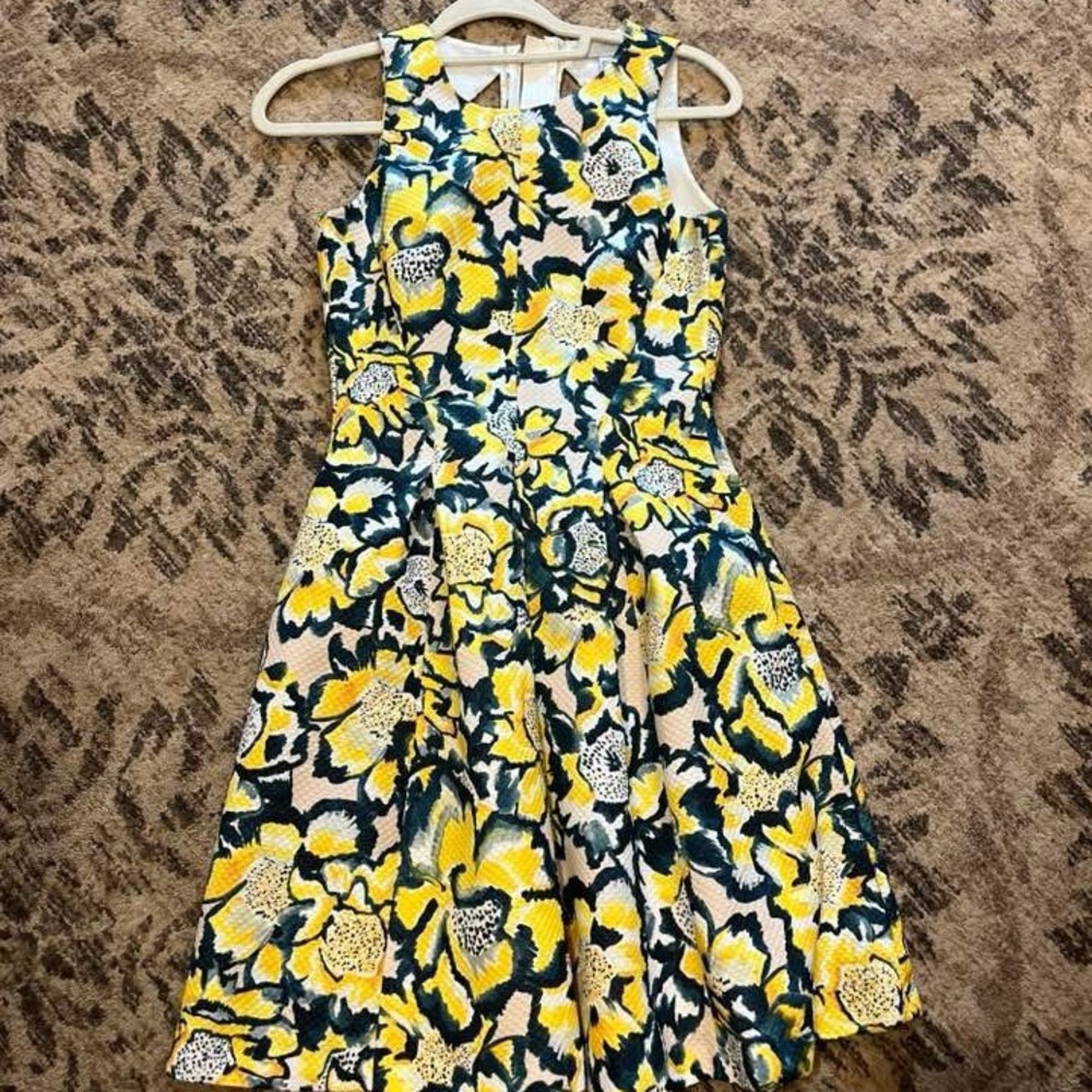 Women’s Yellow Floral Fit-and-Flare Dress